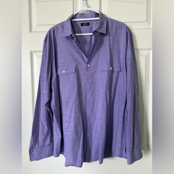 ALFANI Men’s Purple Regular Fit Button Down Long Sleeve Shirt Size XXL - Picture 1 of 10